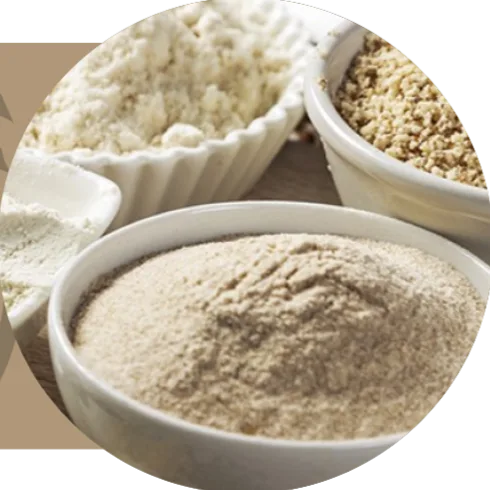 Farine senza glutine in ciotole bianche